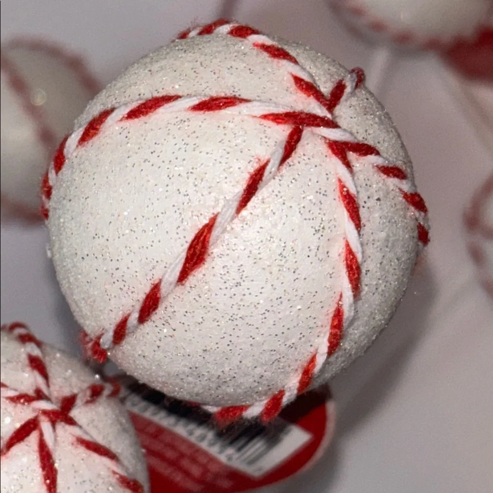 peppermint ball Christmas pick White and Red Ball Picks Set of 11 Candy Tree